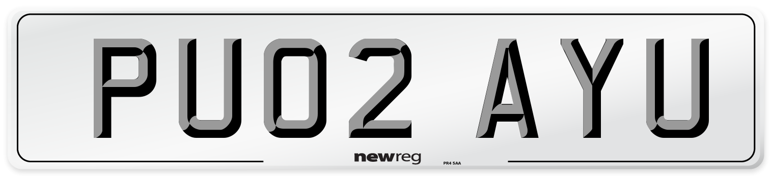 PU02 AYU Number Plate from New Reg